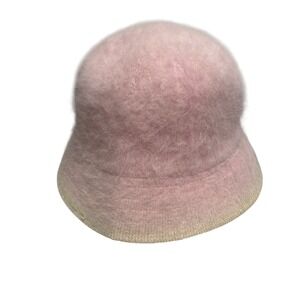 Pink Angora Blend Bucket Hat Soft Fuzzy Streetwear Pastel Neutral Coastal Luxury